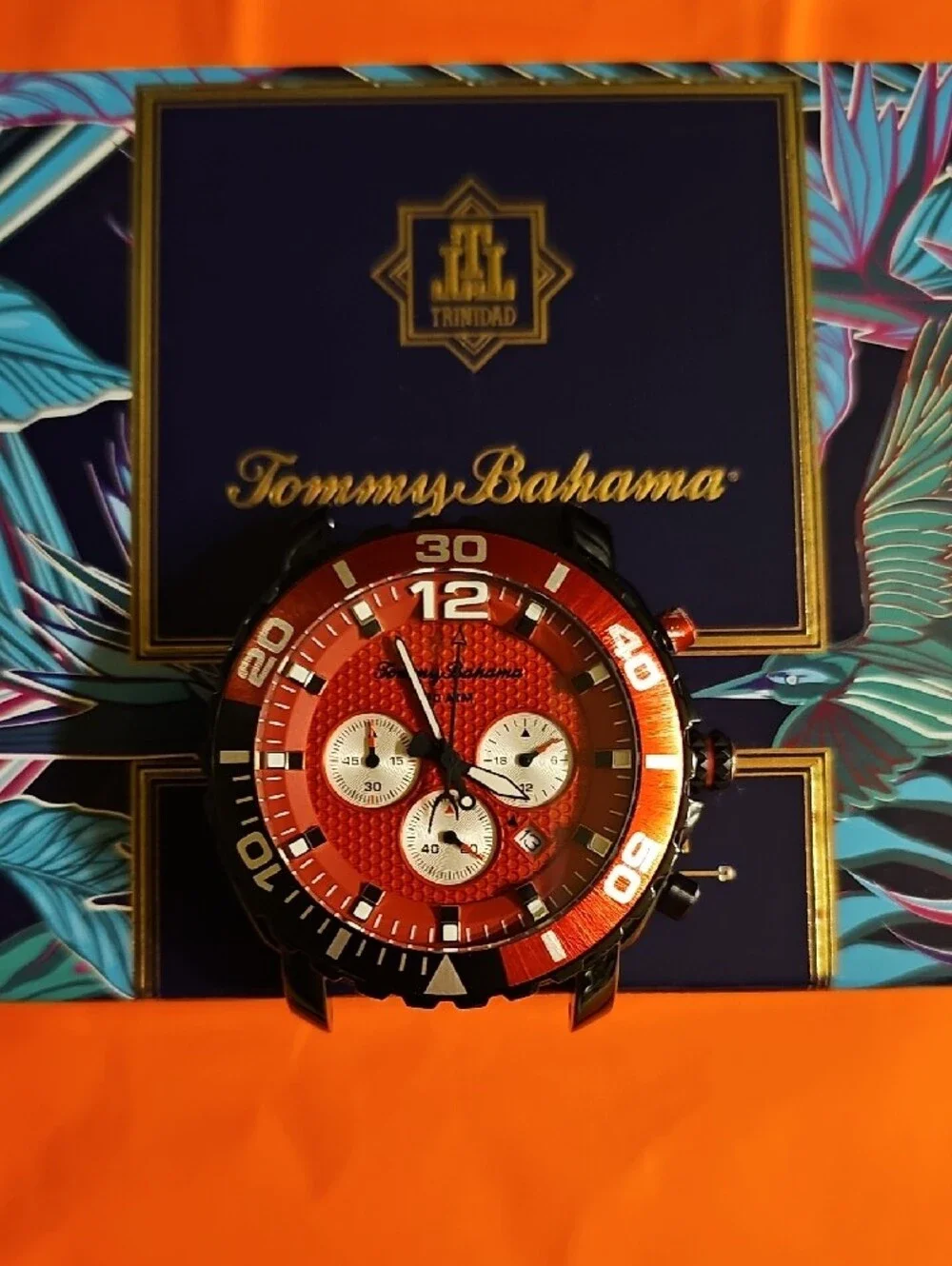 Tommy Bahama Black and Red Men's Quartz Chronograph Atlantis Sports Watch.